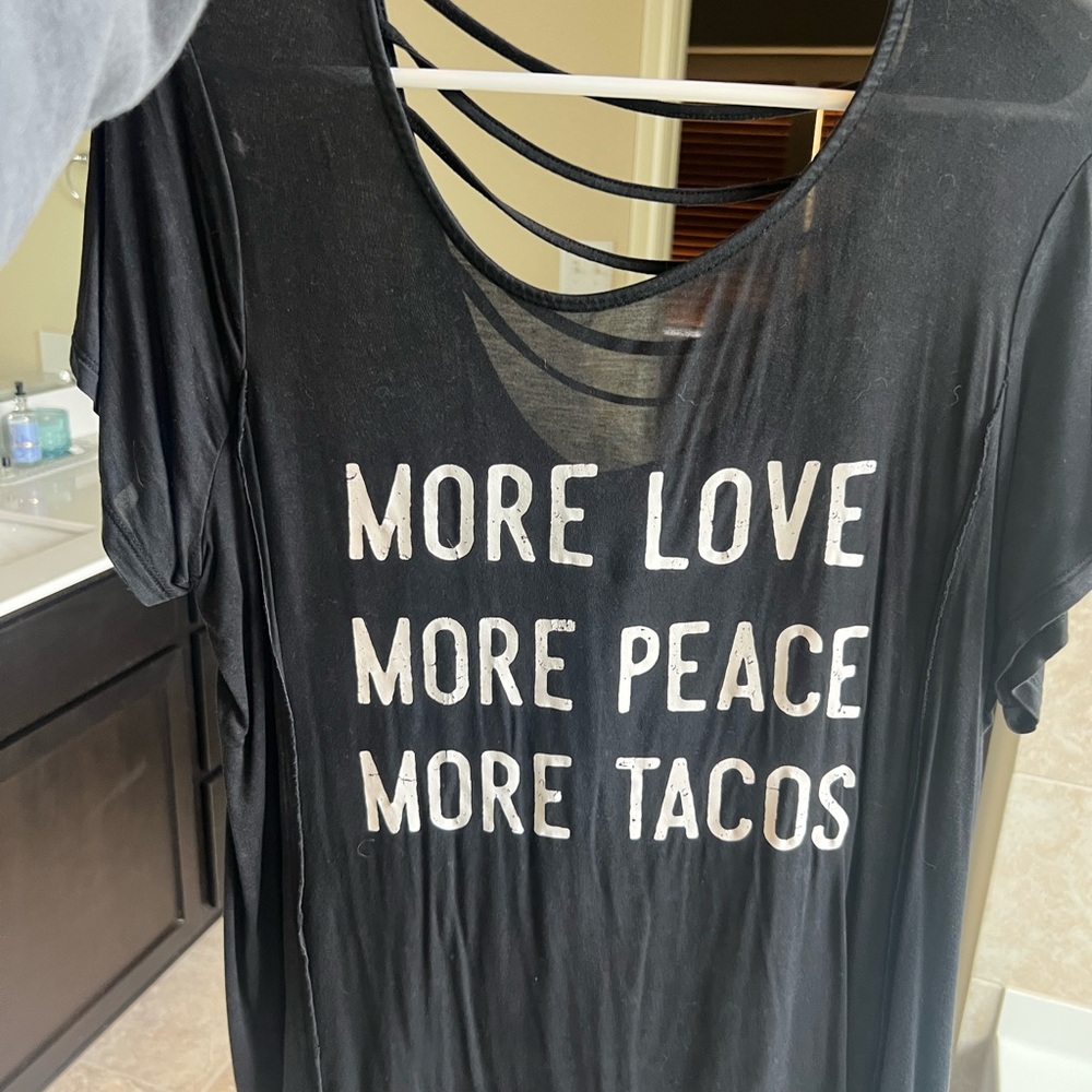 Black Graphic Tee with White Text